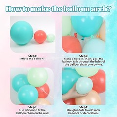 151pcs Tropical Balloon Arch Kit, Coral Red Teal Pastel Green Blue Pearl Gold…