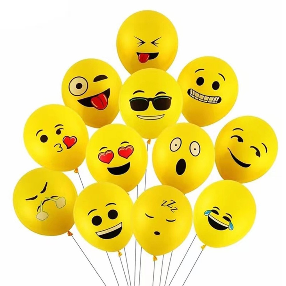 50pcs Fun Emotion Smiley Face Balloon,12 Inch Smile Cartoon Balloons, Printed…