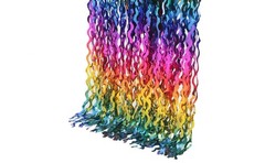 4 Pack Wavy Rainbow Foil Fringe Curtains | Colorful Tinsel Backdrop for Parties