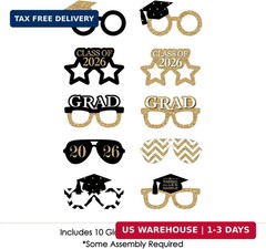 Big Dot of Happiness 2026 Gold Graduation Glasses – Paper Card Stock Party Photo