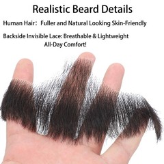 Fake Beard and Mustache Set, Realistic Black Facial Hair, Fake Beard for Men,…
