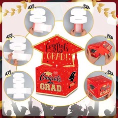 32 Pack Graduation Party DIY Money Box for Cash Set – Black Red Money DIY Cas…