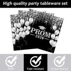 Prom Night 2026 Party Tableware Set – 96PCS Class of 2026