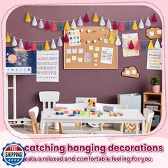 WILLBOND 4 Pcs Rainbow Tassel Garland Boho Classroom Decor Colorful Pastel Su