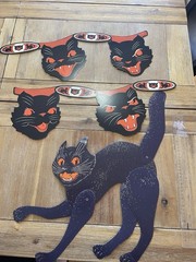 Halloween Cutout Decorations Lot -Cat-Some Vintage, some handmade!