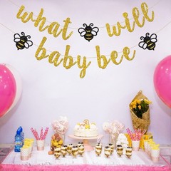 What Will Baby Bee Banner, Bumble Bee Theme Baby Shower Party Decorations, Mo…