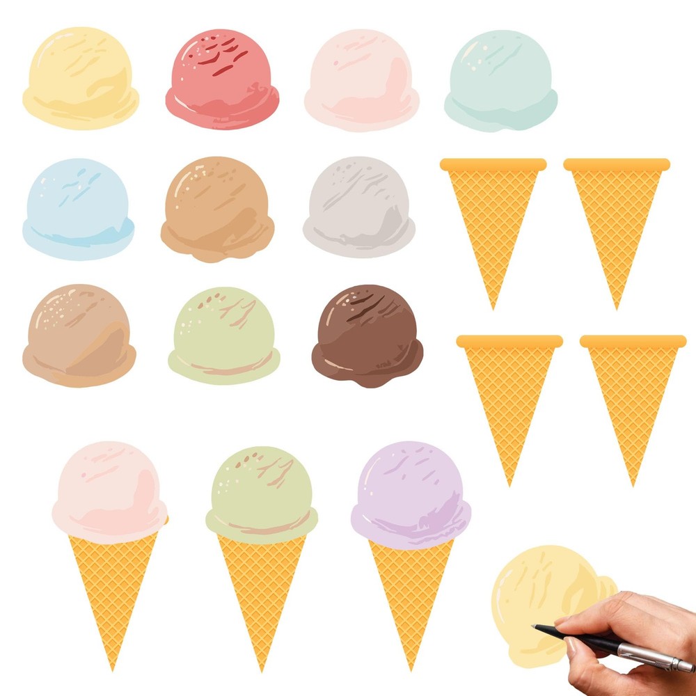 Paper Ice Cream Cone Cutouts Ice Cream Shape Paper Cutouts with Glue Point Su…