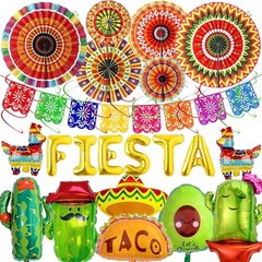Mexican Party Decorations Fiesta Ballons – 23 Pcs Balloons Multicoloured Papar