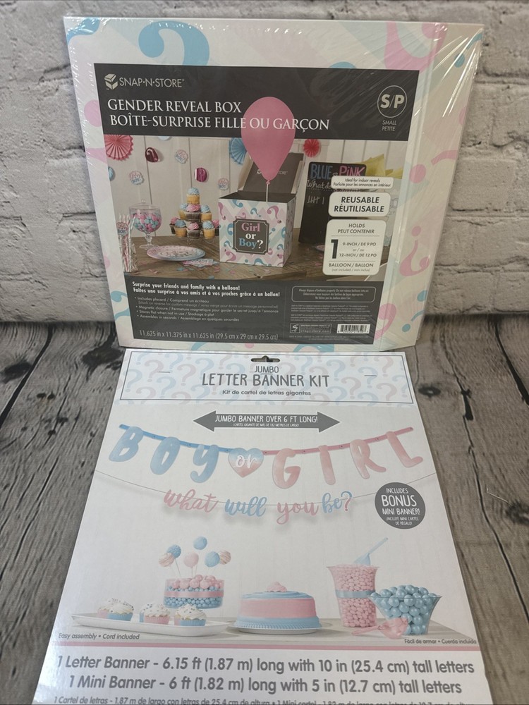 Gender Reveal Banner Kit & Reveal Box For Boy Or Girl