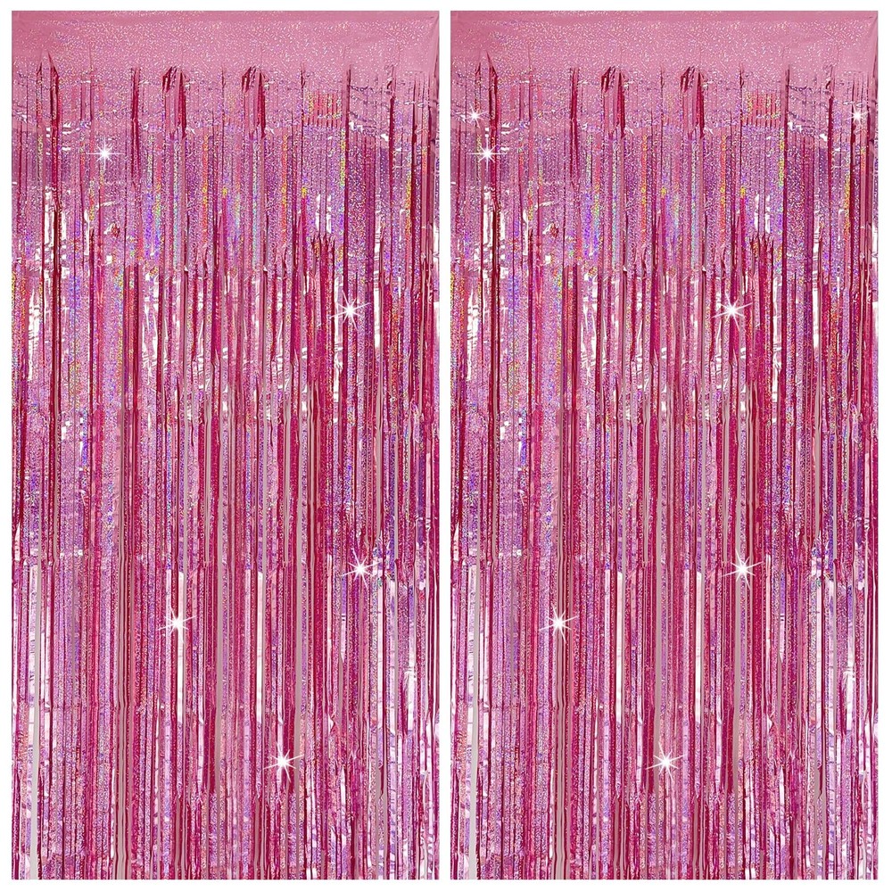 Tinsel Curtain Pink Birthday Party Decorations 2 Packs Glitter 2 Pack,