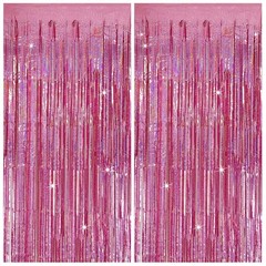 Tinsel Curtain Pink Birthday Party Decorations 2 Packs Glitter 2 Pack,