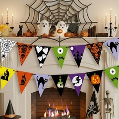 49 Inch Halloween Banners 2 Pcs Flags Haunted Mansion Pumpkin Ghost Signs Wal…