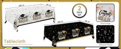 Graduation Decorations 2026-2 Pcs Black and Gold Gongrats Grad Tablecover for
