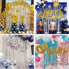 3 Pack Champagne Tinsel Backdrop, 3.3X6.6 FT Metallic Tinsel Foil Fringe Curtain