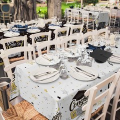 Graduation Decorations 2026-2 Pcs Black and Gold Gongrats Grad Tablecover for