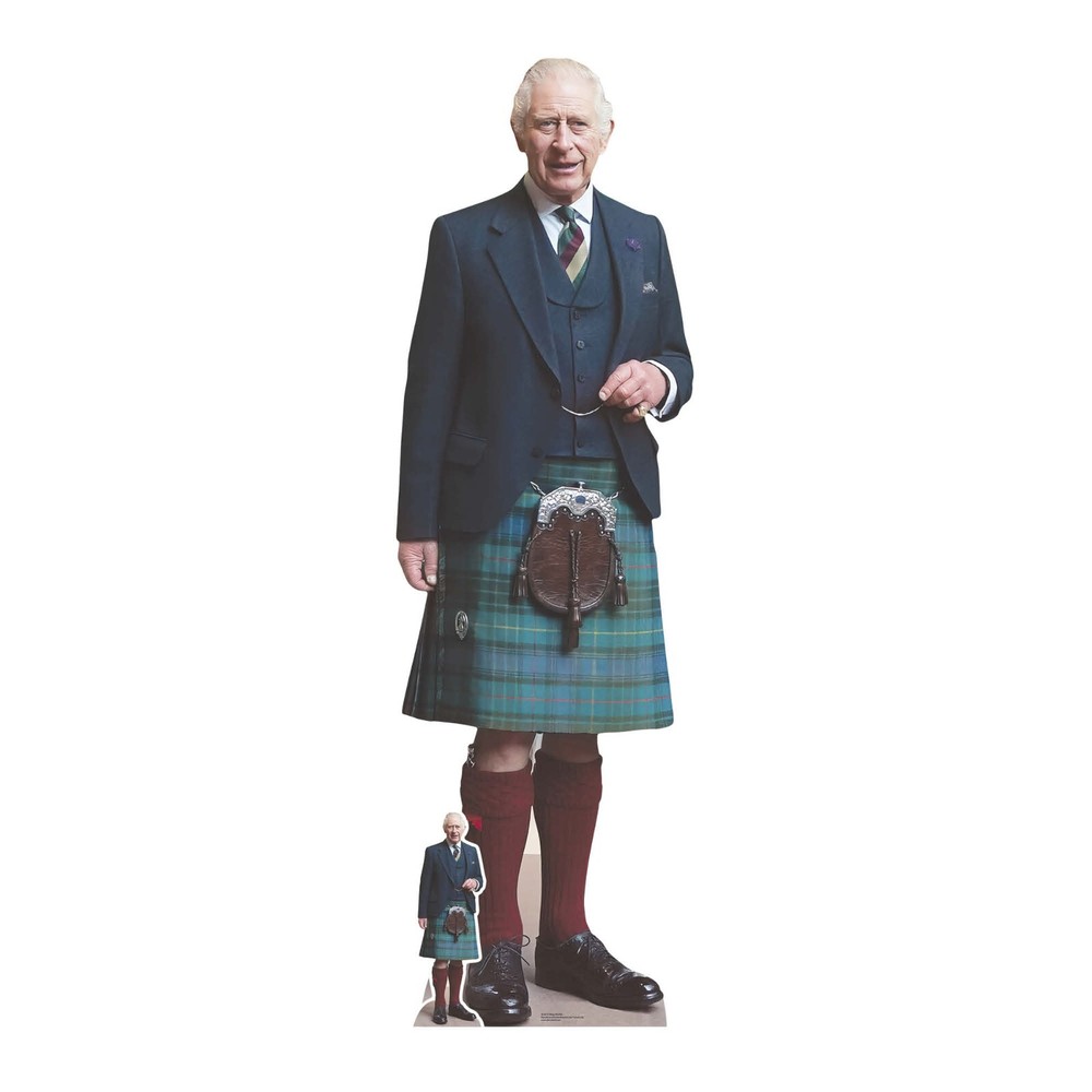 King Charles III Kilt Lifesize Cardboard Free Cutout Mini IN Feet Coronation