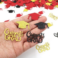 200 PCS Red Black Gold Graduation Confetti Class 2026 Glitter Table Scatters