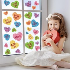 JarThenaAMCS Valentine’s Day Window Clings – 7.8 x 11.8 inch, Colorful