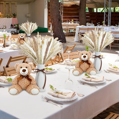 6 Sets Bear Baby Shower Centerpieces with Dried Pampas & Ceramic Vases