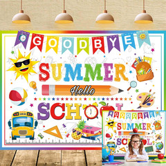 Goodbye Summer Hello School Backdrop 8X6Ft Welcome Back to School Banner Backgro