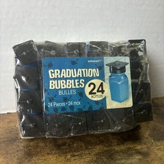 Graduation Party Blow Bubbles! – 24 Mini Graduate Hat & Gown Shaped Bottles VTG