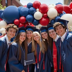 Red White Blue Balloons Arch Kit, Double Stuffed Dark Ruby Red Navy Blue Ivory W