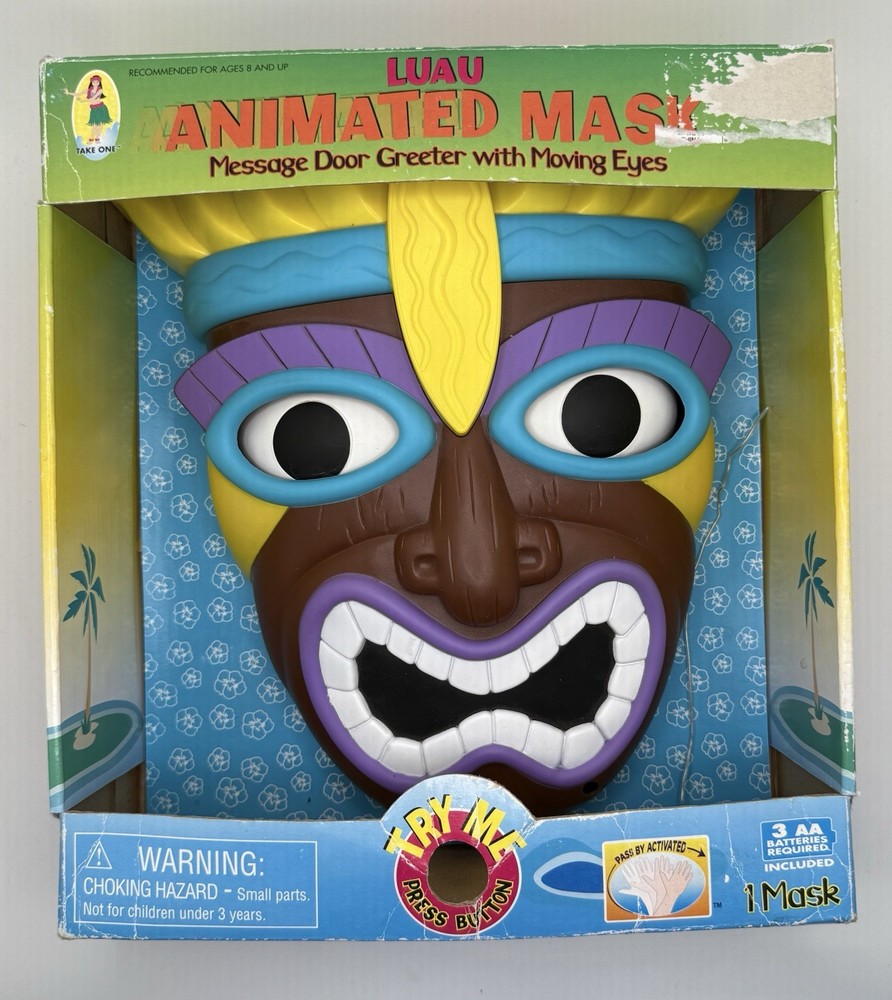 2006 Talking Tiki Face Mask Moving Eyes Motion Activated Luau Animated See Video
