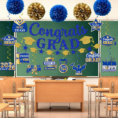 Graduation Decorations 2026, Glitter Congrats Grad Banner Hanging Swirls and Tis