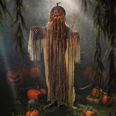 Animated Standing Pumpkinhead Man Halloween Decoration 5 Ft 8.75″ Prop – ATC