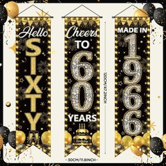 3 Pieces 60th Birthday Party Banners 60th Birthday Decorations for Men Women …