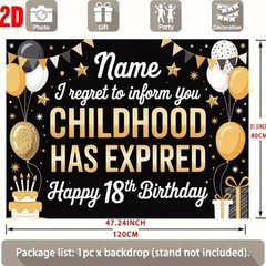 Custom Name Text 18th Birthday 2D Flat Banner Balloon Party Birthday Backdrop☋