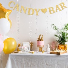Pre Strung Candy Bar Glitter Banner Candy Bar Sign for Birthday Party, Baby S…