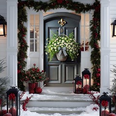 Spring Door Cover Daisy Basket 35×71 Inch – Floral Door Decoration with Woven…