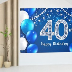 6x4ft Happy 40th Birthday Banner Backdrop – 40 Years Old Birthday Decorations…
