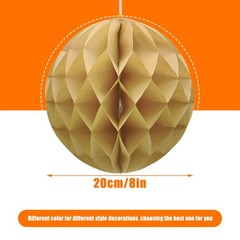 8 PCS Paper Honeycomb Balls Tissue Flower Party Backdrop Decor 8in/Khaki