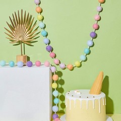 2 Pieces Wool Felt Rainbow Garland Colorful Pom Pom 6.5 ft Long 24 Garland fo…