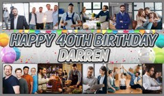 Birthday Backdrop Background Banner photos name man woman kid Party Decoration