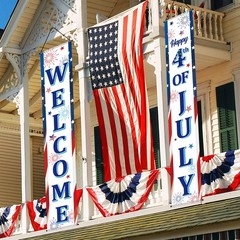 2 Pcs 4th/ Fourth of July Banners Decorations for Outdoor Hanging Welcome Porch