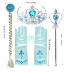 Frozen Party Set – Elsa Crown, Braid, Wand, Balloons, Gloves, Scarf & Decor