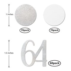 Silver Glitter Number 64 Confetti Anniversary Birthday Table Decor 200 PCS