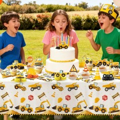 Construction Birthday Party Supplies Set – Plates, Napkins, Cups, Banner & More