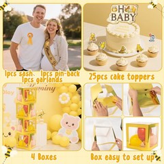 Winnie The Pooh 141 Pieces Neutral Decorations For Baby Shower Balloons Backdrop