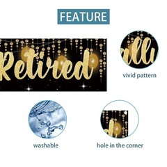 Officially Retired Banner Decorations, Large Happy Retirement Party Décor Sup…