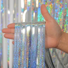 Foil Fringe Curtains Party Decorations – 3 Pack 3.2 x 8.2 ft Tinsel Curtain P…