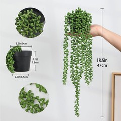 Floweroyal 2pcs Fake Hanging Plants Potted String of Type2-green-2pcs