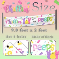 Happy Easter Decorations Chillin with My Bunny Fence Banner Yard Sign 9.8 x 2 ft
