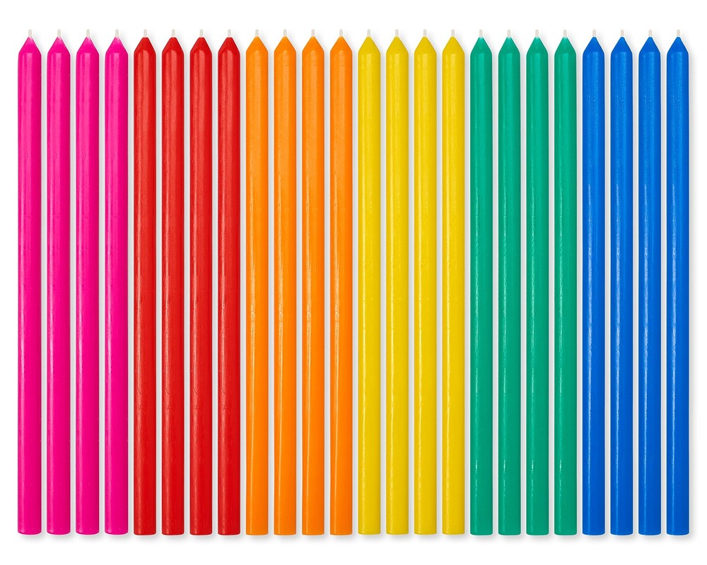American Greetings Birthday Candles, Long 24 count, Thin Multicolored