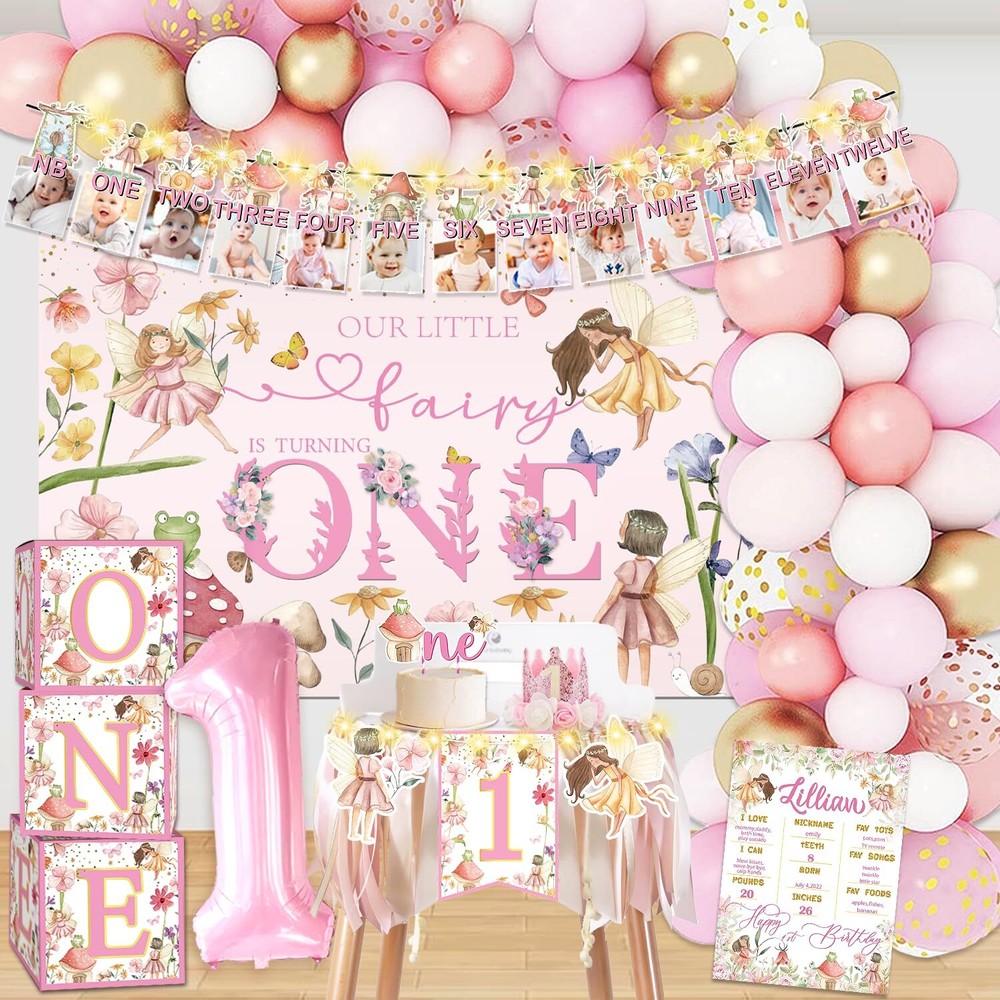 152pcs My Fairy First Birthday Decorations Set, Fairy Themed Party Decoration…