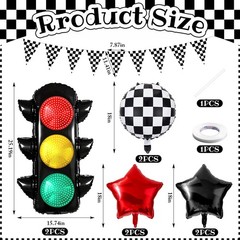 Race Car Party Decorations Set – Includes Traffic Light Balloons, Checkered B…