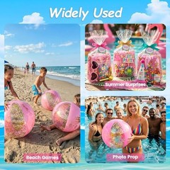 POPLAY 16 Inch Inflatable Beach Balls – 3 Pack Gold Glitter Pool Toys Summer Fun